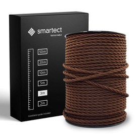 smartect Braided Cable Twisted, Brown, 3 Metres 3 Core Electrical Cable (3 x 0.75mm²) Vintage Fabric Electrical Wire for Your DIY Project