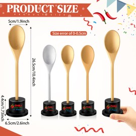 Misdary 6 Pcs Chili Cook Off Prizes Set Chili Trophies and Chili Cook Off Medals Chili Cook Off Decorations Available 1st 2nd 3rd Place Trophy Set for Chili Cook Off Gifts Supplies Events (Spoon)