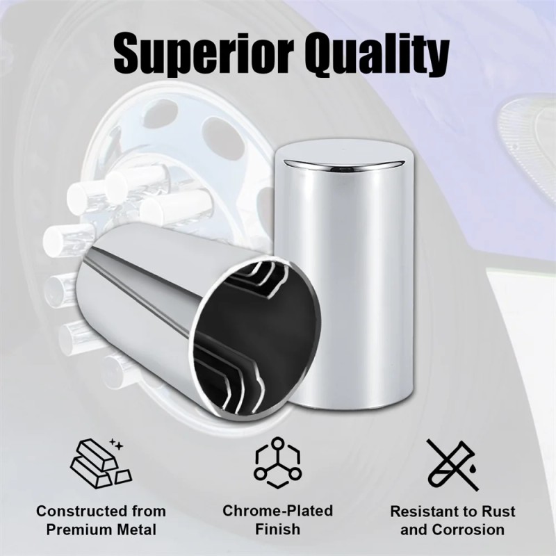New Custom Chrome Removable Hub Caps Cover Kit 33mm Front
