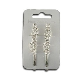 Arranview Jewellery 2 x 6cm hair clips silver plated with crystal hair slides