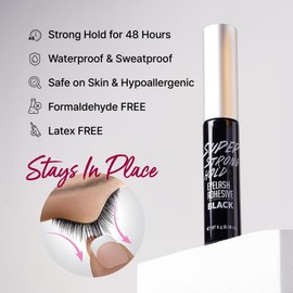 i•ENVY Super Strong Hold Eyelash Adhesive, Waterproof, 48-Hour Long-Lasting Lash Glue, Latex-Free, Hypoallergenic, Quick-Drying with Brush-On Applicator for Strip Lashes (Black&Clear, 2 Pack)