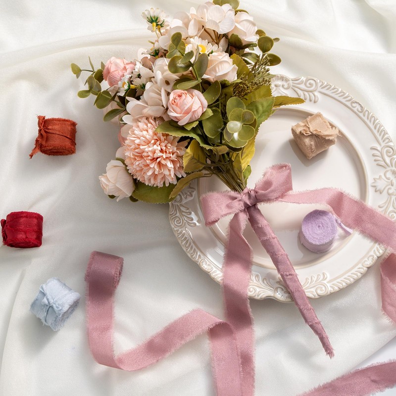 MORSUNBELA Chiffon Ribbon 2.5 cm x 6.4 m Gift Ribbon