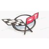 AUTO 1PC Black Front Bumper Cross Flags Emblem Badge Fit
