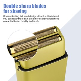 HIENA PRO Foil Shaver for Men Barber, Double Electric Foil Trimmer, Professional Electric Razor, Close Shaver, Cordless Rechargeable with USB, Yellow