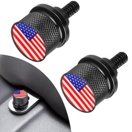 2 PCS Stainless Steel Knurled Fender Seat Bolt Screw 1/4"-20 Thread Compatible with Harley Sportster Touring Softail Dyna CVO Electra Glide Street Glide 1996-2020- American Flag (Black)