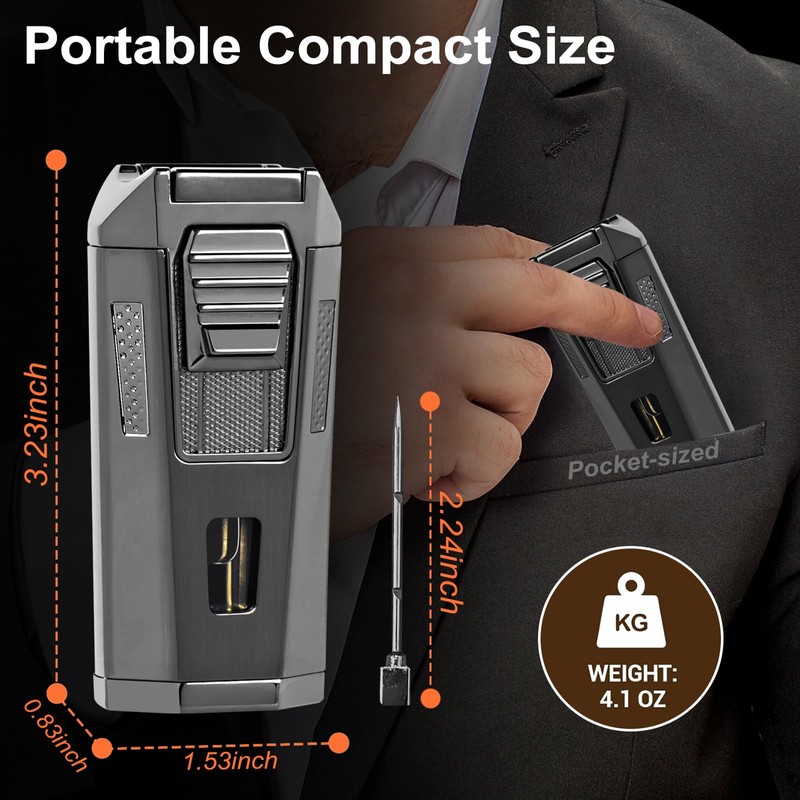 All-in-One Torch Lighter Adjustable Windproof 2 Jet Flame Lighters for