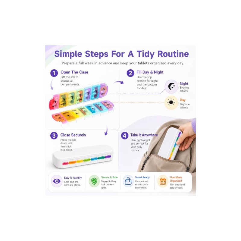 Pill Box AM PM 7 Day with Magnetic Closure