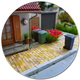 Juweela 28138 - Straßenpflaster Gehwegpflaster beige Mix, 2.000 Stück, Spur H0, 1:87