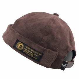 Men Hats Docker Cap Hats Beanie Sailor Cap Worker Hat Rolled Cuff Retro Brimless Hat with Adjustable, 7019-coffee, One size