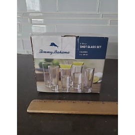 TOMMY BAHAMA Shot Glass Set of 6 Glasses New in Box 2oz  Heavy Glass