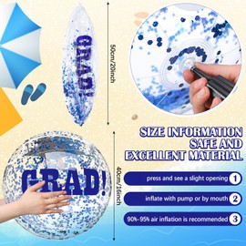 Vertintong 10 Pcs 16 Inch Graduation Inflatable Beach Balls Game Congrats Grad Beach Ball Congrats Grad Sign Bulk for Class of 2025 Swimming Pool College Graduation Party Supplies Favors(Blue)