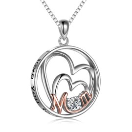 Mom Gifts I Love You to the Moon and Back Necklace for Mothers Day 925 Sterling Silver Jewelry, Sterling Silver
