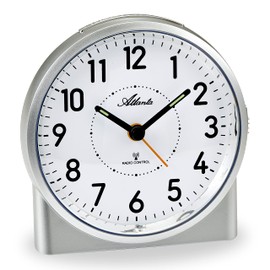 Atlanta Large Radio Alarm Clock Analogue Light Snooze Crescendo Numbers – 1843/19 (Silver)