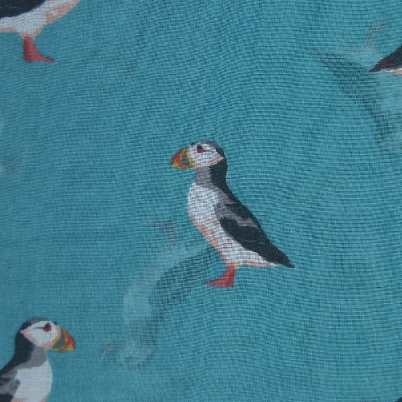 LilyRosa® Puffin Scarf Silver Grey Blue Green Turquoise Scarfs Wrap