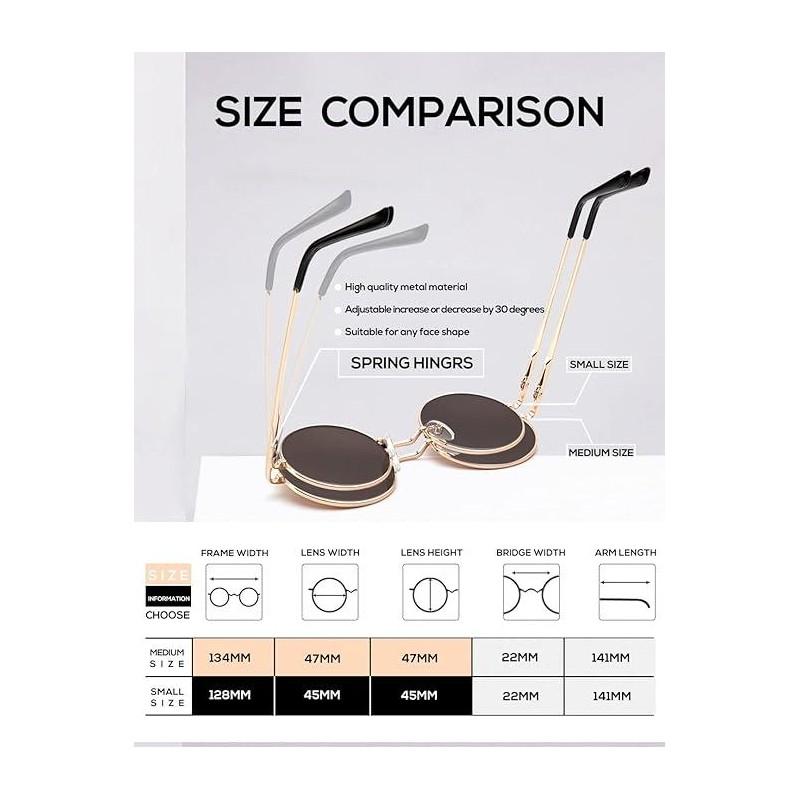 Retro circular polarized sunglasses for men and women, upscale metal