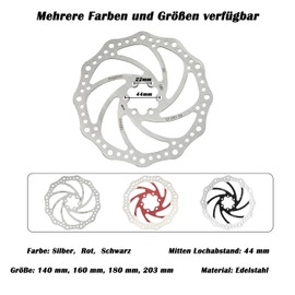 Yongness Bicycle Disc Brake Disc 140 mm/160 mm/180 mm, 203 mm 6 Hole Brake Disc with 12 Screws, Stainless Steel Brake Disc Compatible with Shimano Tektro, Avid, Magura, Hayes, (Silver 160 mm)