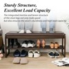 Cttasty Shoe Bench, Entryway Bench with Leather Cushion, Solid Wood