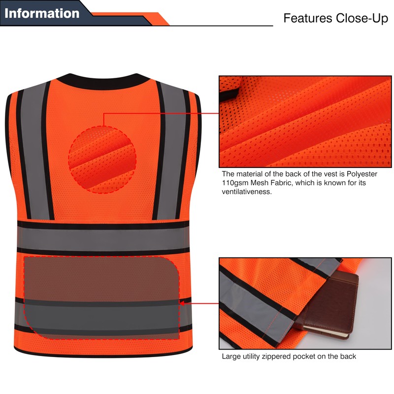 Class 2 High Visibility Reflective Safety Vests Women & Men