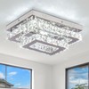 Finktonglan LED Crystal Ceiling Light Modern Flush Mount Rectangular Lamp