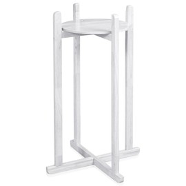 26 Inch Wood Painted Water Dispenser Stand Natural Color Wooden Water Jug Holder Water Crock Dispenser Floor Stand (White)