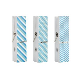 MELANNCO Oversize Clothespin Picture Frame, Blue/White, 3 Piece