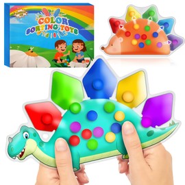 2Pcs Color Sorting Sensory Toy,Fine Motor Skill Games Learning Toys for Toddlers, Hedgehog Dinosaur Color Matching Preschool Activities Educational Calm Down Fidget Squishy Sensory Toys for Kids Gifts