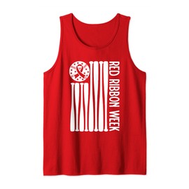 Red Ribbon Week Awareness Baseball Lovers American Flag Tank Top