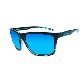 Pepper's Floating Collection Polarized Rectangular Sunglasses, MATTW Black to Matte Navy/Blue Mirror, 60X18X140MM