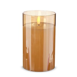 Raz Imports Holiday Candles 2023 3.5" X 6" Gold Glass Ivory Pillar Candle