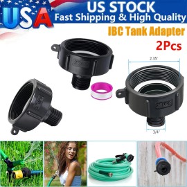 Unbranded 2Pcs 275/330 Gallon IBC Tote Adapter Hose 2 NPT (NPS) Fine Thread To 3/4 Male