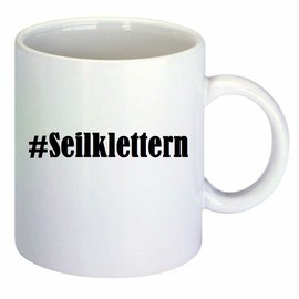 Kaffeetasse #Seilklettern Hashtag Raute Keramik Höhe 9,5cm ? 8cm in Weiß