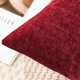 JOTOM Chenille Cushion Covers 40x40 cm Soft Red Decorative Throw Pillow Covers 16x16 Inch Square Cushion Case Solid Pillowcases for Couch Sofa Living Room Bed Home Decor (Red)