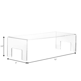 Frcctre 2 Pack Clear Acrylic Display Risers, 5mm Thick Acrylic Display Stand Showcase Fixtures for Jewelry, Acrylic Display Shelf for Dessert Cupcake Candy Toys Figures Cosmetics - 12"x5"x3.3"
