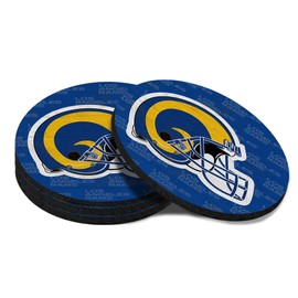 Malogtan Coasters for Drinks，Cup Coasters Set of 4 for Tabletop,Coffee Table，Blue Yellow Design Drinking Coaster for Sport Football Fans，4 Inches Non-Slip Rubber Base