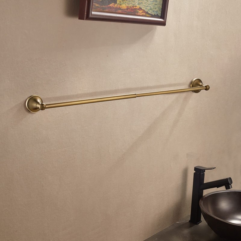 Leyden Antique Brass Towel Bar, Adjustable Towel Holder Rod Brass
