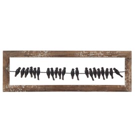 Foreside Home & Garden Bird On A Wire Wood and Metal Wall Décor, Silver
