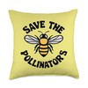 Bee Pollinator Garden Wildlife Flowers Bee Throw Pillow