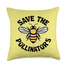Bee Pollinator Garden Wildlife Flowers Bee Throw Pillow
