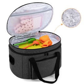 LUXJA Double Layers Slow Cooker Bag (with a Bottom Pad and Lid Fasten Straps), Insulated Carrier Fits for Most 6-8 Quart Oval Slow Cooker, Black (Bag Only)