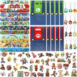 84pcs Party Bag Fillers for Kids, Birthday Party Favors Set Assorted Pinata Toys with Stickers Snap Bracelets Keychains Gift Bags Supplies for Kids Christmas Decor Goodie Bag School Game Gifts Rewards