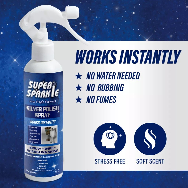 SUPER SPARKLE Silver Polish Cleaner Spray 8 Oz - Instant