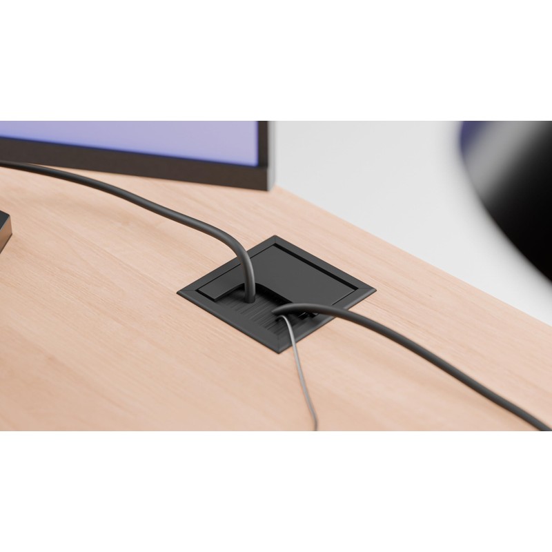 ATM® Desk Cable Grommet, Aluminium with Integrated Brush and Flap,