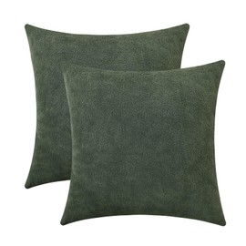 Jeneoo Olive Green Decorative Comfy Throw Pillow Covers Soft Chenille Square Couch Cushion Case for Home Sofa Decor (Set of 2, 18 x 18 Inches)