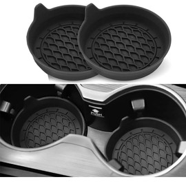 Car Cup Holder Coaster, Car Coasters for Cup Holders,Universal Removabl Vehicle Cup Holder Coasters for Most Cars, Waterproof Non-Slip Sift-Proof Spill Holder Car Interior Accessories 2 Pack-Black