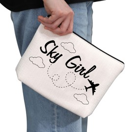 Air Stewardess Gift Sky Girl Makeup Bag Flight Attendant Cosmetic Bag Stewardess Aviation Gift Flight School Student Graduation Gift (Sky Girl)