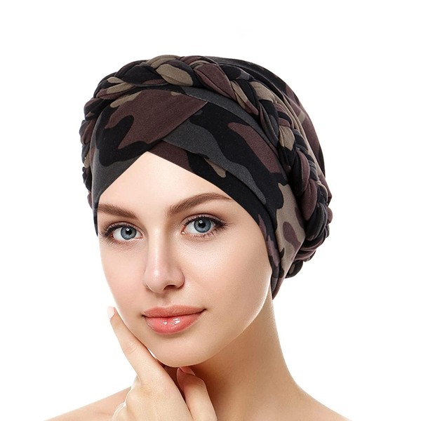 YEHUDAF LEE Women's Turban Braid Headwear Headscarves Chemo Cap Pre-Tied
