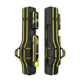 Fishing Rod Case 51in Double-Layer 1680D Heavyweight Oxford Fishing Pole Case & Bag with Wire Frame Support(Not Hardshell)Quick-Access Compartments Anti-Sag Design Fishing Rod Bag Fishing Gift for Men