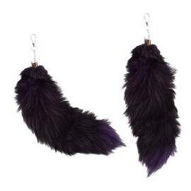 tintoke Fox Tail, Fox Tail Pendant, Approx. 40 cm, Fur Tail Keychain, Car Key Chains, Pendant, Soft, Fluffy, Dense Decoration, Deep Purple