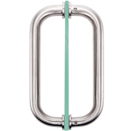 Peohud 8 Inches Glass Shower Door Handle, Back to Back Round Door Pull for Frameless Shower Doors, Fits 1/4" to 1/2" Thickness Glass Door, Brushed Nickel with 304 Stainless Steel