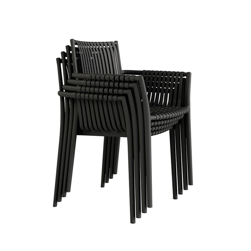 Jamesdar Weave Stackable Indoor/Outdoor Chair Set of 2 Black